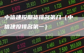 中信建投期货排名第几（中信建投排名第一）