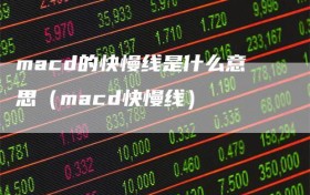 macd的快慢线是什么意思（macd快慢线）