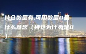 持仓数量有,可用数量0是什么意思（持仓为什么是0）