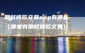 期权模拟交易app有哪些（哪里有期权模拟交易）