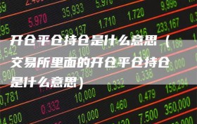 开仓平仓持仓是什么意思（交易所里面的开仓平仓持仓是什么意思）