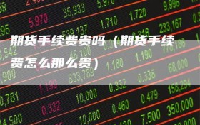 期货手续费贵吗（期货手续费怎么那么贵）