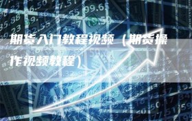 期货入门教程视频（期货操作视频教程）
