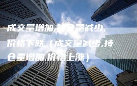 成交量增加,持仓量减少,价格下跌（成交量减少,持仓量增加,价格上涨）