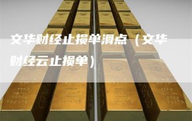 文华财经止损单滑点（文华财经云止损单）