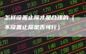 怎样设置止损才是合理的（不设置止损是否可行）