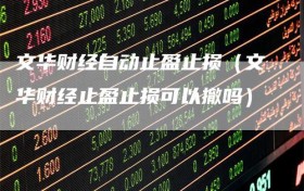文华财经自动止盈止损（文华财经止盈止损可以撤吗）