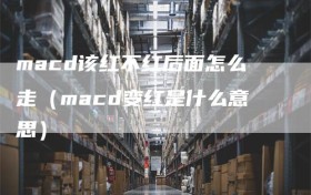 macd该红不红后面怎么走（macd变红是什么意思）