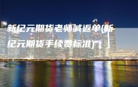 新纪元期货老师喊返单(新纪元期货手续费标准)