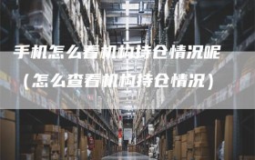 手机怎么看机构持仓情况呢（怎么查看机构持仓情况）