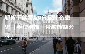 期货手续费加1分是什么意思（手续费加一分的期货公司）
