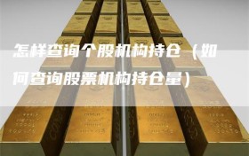 怎样查询个股机构持仓（如何查询股票机构持仓量）