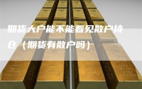 期货大户能不能看见散户持仓（期货有散户吗）