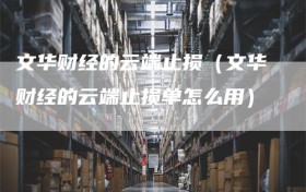 文华财经的云端止损（文华财经的云端止损单怎么用）