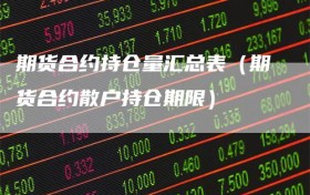 期货合约持仓量汇总表（期货合约散户持仓期限）