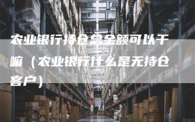 农业银行持仓总金额可以干嘛（农业银行什么是无持仓客户）