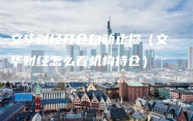 文华财经开仓自动止损（文华财经怎么看机构持仓）