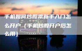 手机如何炒股票新手入门怎么开户（手机炒股开户后怎么用）