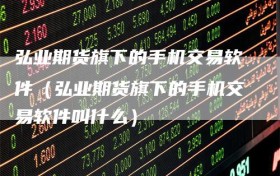 弘业期货旗下的手机交易软件（弘业期货旗下的手机交易软件叫什么）