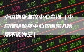 中国期货监控中心查询（中国期货监控中心查询输入信息不能为空）
