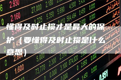 懂得及时止损才是最大的保护（要懂得及时止损是什么意思）
