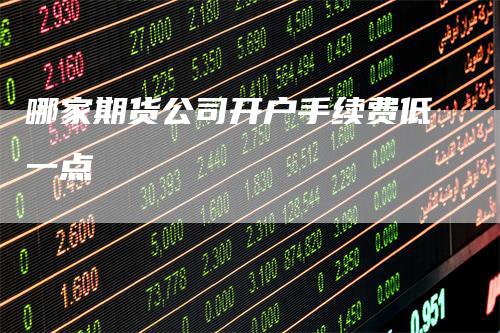哪家期货公司开户手续费低一点