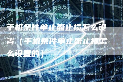 手机条件单止盈止损怎么设置（手机条件单止盈止损怎么设置的）