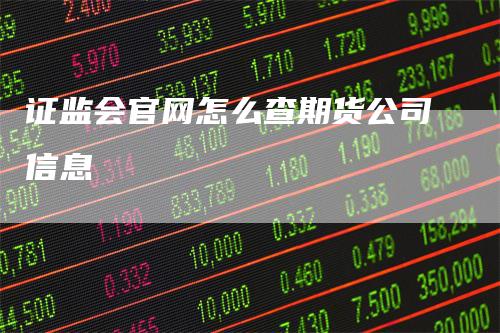 证监会官网怎么查期货公司信息