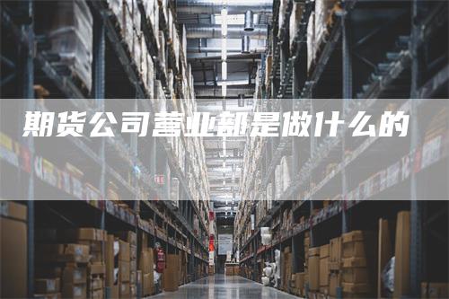 期货公司营业部是做什么的