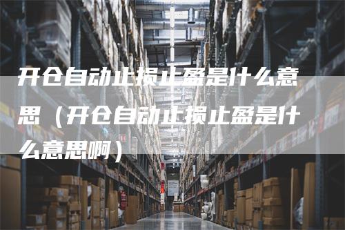 开仓自动止损止盈是什么意思（开仓自动止损止盈是什么意思啊）